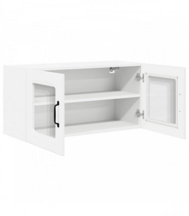 vidaXL Wall Glass Cabinet PORTO High Gloss White 80 x 31 x 40 cm — Model: 1x wall glass cabinet (2 doors)