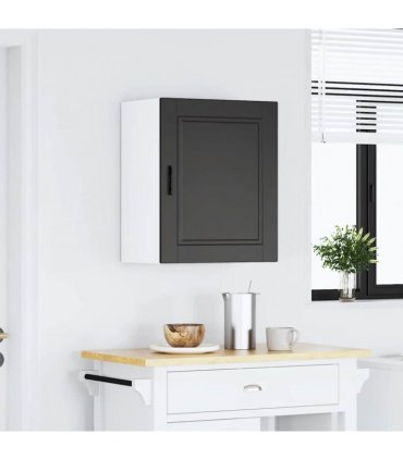 vidaXL Kitchen Wall Cabinet Porto Black Engineered Wood — Size: 50 x 31 x 60 cm, Model: 1x wall cabinet (1 door)