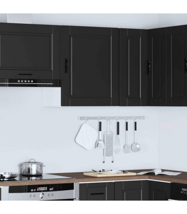 vidaXL Kitchen Wall Cabinet Porto Black Engineered Wood — Size: 50 x 31 x 60 cm, Model: 1x wall cabinet (1 door)