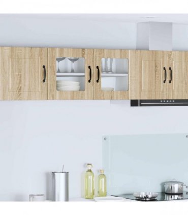 vidaXL Wall Glass Cabinet PORTO Sonoma Oak 80 x 31 x 40 cm — Model: 1x wall glass cabinet (2 doors)