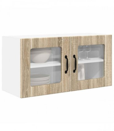 vidaXL Wall Glass Cabinet PORTO Sonoma Oak 80 x 31 x 40 cm — Model: 1x wall glass cabinet (2 doors)