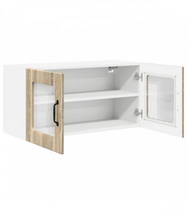 vidaXL Wall Glass Cabinet PORTO Sonoma Oak 80 x 31 x 40 cm — Model: 1x wall glass cabinet (2 doors)