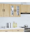 vidaXL Kitchen Wall Cabinet with Glass Door Porto Sonoma Oak — Size: 60 x 31 x 60 cm, Model: 1x wall glass cabinet (2 doors)
