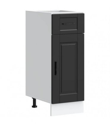 vidaXL Kitchen Base Cabinet Porto Black Engineered Wood — Size: 30 x 46 x 81.5 cm, Model: 1x bottom cabinet (1 door 1 drawer)