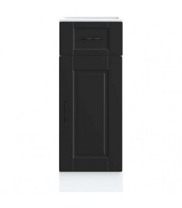 vidaXL Kitchen Base Cabinet Porto Black Engineered Wood — Size: 30 x 46 x 81.5 cm, Model: 1x bottom cabinet (1 door 1 drawer)
