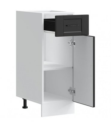 vidaXL Kitchen Base Cabinet Porto Black Engineered Wood — Size: 30 x 46 x 81.5 cm, Model: 1x bottom cabinet (1 door 1 drawer)