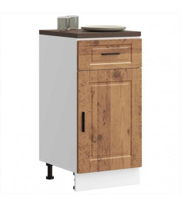 vidaXL Kitchen Base Cabinet Porto Old Wood Engineered Wood — Size: 40 x 46 x 81.5 cm, Model: 1x bottom cabinet (1 door 1 drawer)