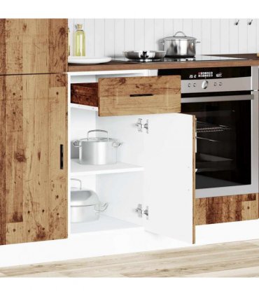 vidaXL Kitchen Base Cabinet Porto Old Wood Engineered Wood — Size: 40 x 46 x 81.5 cm, Model: 1x bottom cabinet (1 door 1 drawer)
