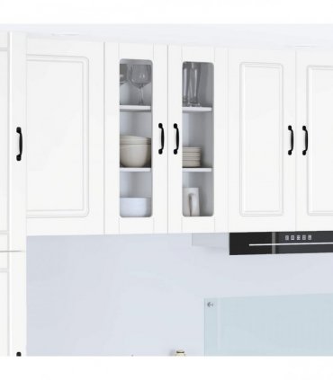 vidaXL Wall Glass Cabinet PORTO White 60 x 31 x 80 cm Engineered Wood — Model: 1x wall glass cabinet (2 doors)