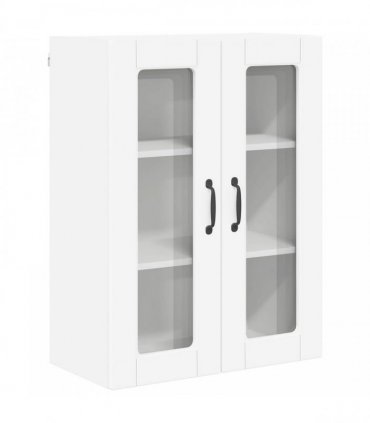 vidaXL Wall Glass Cabinet PORTO White 60 x 31 x 80 cm Engineered Wood — Model: 1x wall glass cabinet (2 doors)