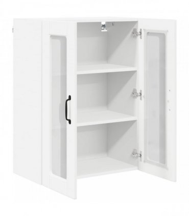 vidaXL Wall Glass Cabinet PORTO White 60 x 31 x 80 cm Engineered Wood — Model: 1x wall glass cabinet (2 doors)