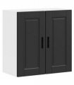 vidaXL Kitchen Wall Cabinet Porto Black Engineered Wood — Size: 60 x 31 x 60 cm, Model: 1x wall cabinet (2 doors)