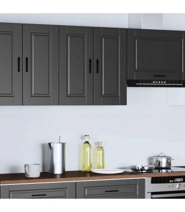 vidaXL Kitchen Wall Cabinet Porto Black Engineered Wood — Size: 60 x 31 x 60 cm, Model: 1x wall cabinet (2 doors)