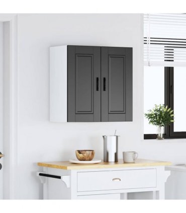 vidaXL Kitchen Wall Cabinet Porto Black Engineered Wood — Size: 60 x 31 x 60 cm, Model: 1x wall cabinet (2 doors)