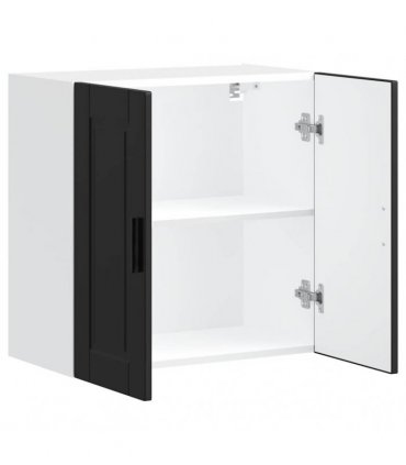 vidaXL Kitchen Wall Cabinet Porto Black Engineered Wood — Size: 60 x 31 x 60 cm, Model: 1x wall cabinet (2 doors)