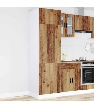 vidaXL Kitchen Cupboard "Porto" Old Wood Engineered Wood — Size: 60 x 57 x 207 cm, Model: 1x cupboard