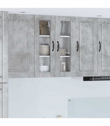 vidaXL Wall Glass Cabinet PORTO Concrete Grey 60 x 31 x 80 cm — Model: 1x wall glass cabinet (2 doors)