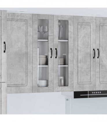 vidaXL Wall Glass Cabinet PORTO Concrete Grey 60 x 31 x 100 cm — Model: 1x wall glass cabinet (2 doors)