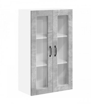 vidaXL Wall Glass Cabinet PORTO Concrete Grey 60 x 31 x 100 cm — Model: 1x wall glass cabinet (2 doors)