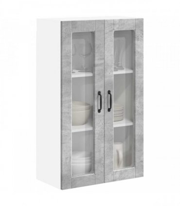 vidaXL Wall Glass Cabinet PORTO Concrete Grey 60 x 31 x 100 cm — Model: 1x wall glass cabinet (2 doors)