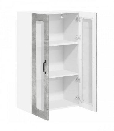 vidaXL Wall Glass Cabinet PORTO Concrete Grey 60 x 31 x 100 cm — Model: 1x wall glass cabinet (2 doors)
