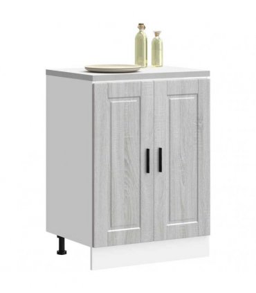 vidaXL Kitchen Base Cabinet Porto Grey Sonoma Engineered Wood — Size: 60 x 46 x 81.5 cm, Model: 1x bottom cabinet (2 doors)