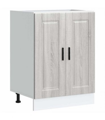 vidaXL Kitchen Base Cabinet Porto Grey Sonoma Engineered Wood — Size: 60 x 46 x 81.5 cm, Model: 1x bottom cabinet (2 doors)