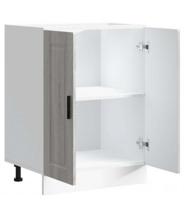 vidaXL Kitchen Base Cabinet Porto Grey Sonoma Engineered Wood — Size: 60 x 46 x 81.5 cm, Model: 1x bottom cabinet (2 doors)