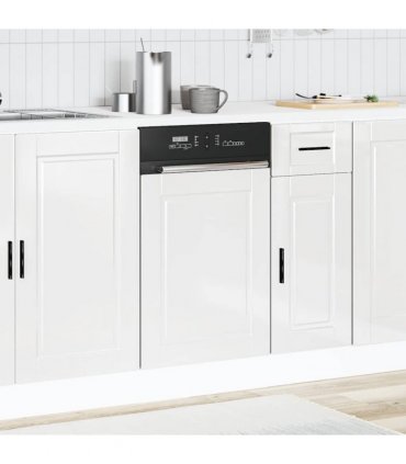 vidaXL Dishwasher Panel Porto High Gloss White 45x1,5x57 cm Engineered Wood — Size: 45 x 1.5 x 67 cm, Model: 1x dishwasher panel