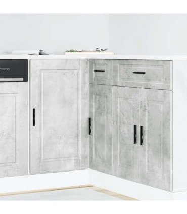 vidaXL Kitchen Base Cabinet Porto Concrete Grey Engineered W — Size: 86 x 46 x 81.5 cm, Model: 1x corner bottom cabinet (1 door)