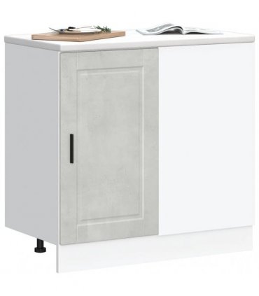 vidaXL Kitchen Base Cabinet Porto Concrete Grey Engineered W — Size: 86 x 46 x 81.5 cm, Model: 1x corner bottom cabinet (1 door)