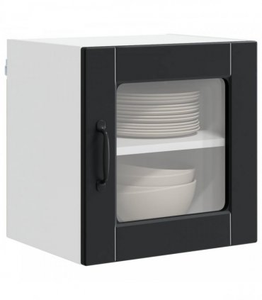 vidaXL Wall Glass Cabinet PORTO 2 pcs Black 40 x 31 x 40 cm — Model: 2x wall glass cabinet (1 door)