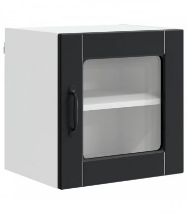 vidaXL Wall Glass Cabinet PORTO 2 pcs Black 40 x 31 x 40 cm — Model: 2x wall glass cabinet (1 door)