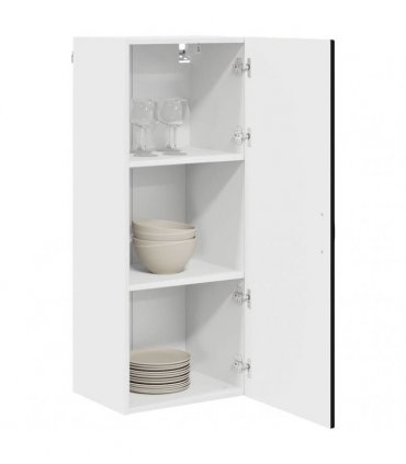 vidaXL Wall Cabinet PORTO Black 40 x 31 x 100 cm Engineered Wood — Model: 1x wall cabinet (1 door)