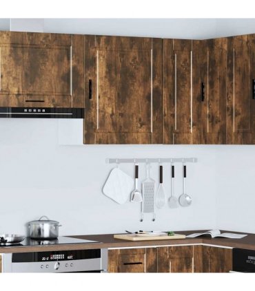 vidaXL Kitchen Wall Cabinet Porto Smoked Oak Engineered Wood — Size: 50 x 31 x 60 cm, Model: 1x wall cabinet (1 door)