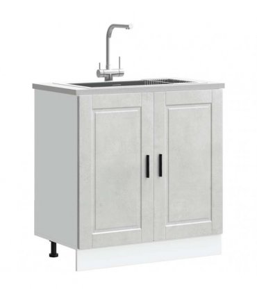 vidaXL Sink Base Cabinet "Porto" Concrete Grey 80x46x81.5 cm Engin — Size: 80 x 46 x 81.5 cm, Model: 1x bottom cabinet (2 doors)