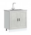vidaXL Sink Base Cabinet "Porto" Concrete Grey 80x46x81.5 cm Engin — Size: 80 x 46 x 81.5 cm, Model: 1x bottom cabinet (2 doors)