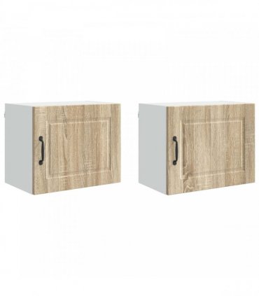 vidaXL Wall Cabinet PORTO 2 pcs Sonoma Oak 50 x 31 x 40 cm — Model: 2x wall cabinet (1 door)