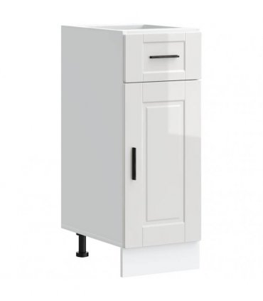 vidaXL Kitchen Base Cabinet Porto High Gloss White Enginee — Size: 30 x 46 x 81.5 cm, Model: 1x bottom cabinet (1 door 1 drawer)