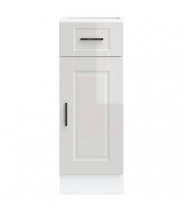 vidaXL Kitchen Base Cabinet Porto High Gloss White Enginee — Size: 30 x 46 x 81.5 cm, Model: 1x bottom cabinet (1 door 1 drawer)