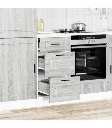 vidaXL Kitchen Base Cabinet Porto Grey Sonoma Engineered Wood — Size: 40 x 46 x 81.5 cm, Model: 1x bottom cabinet (3 drawers)