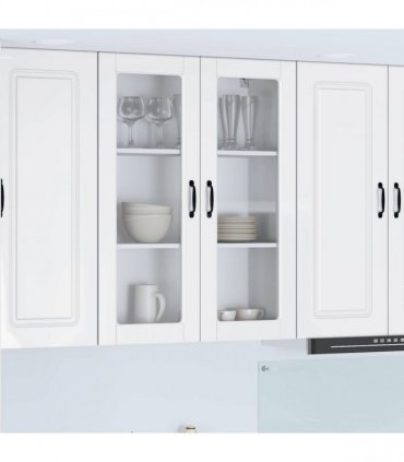 vidaXL Wall Glass Cabinet PORTO High Gloss White 80 x 31 x 100 cm — Model: 1x wall glass cabinet (2 doors)