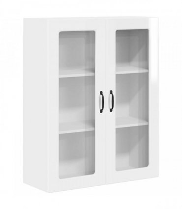 vidaXL Wall Glass Cabinet PORTO High Gloss White 80 x 31 x 100 cm — Model: 1x wall glass cabinet (2 doors)