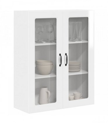 vidaXL Wall Glass Cabinet PORTO High Gloss White 80 x 31 x 100 cm — Model: 1x wall glass cabinet (2 doors)
