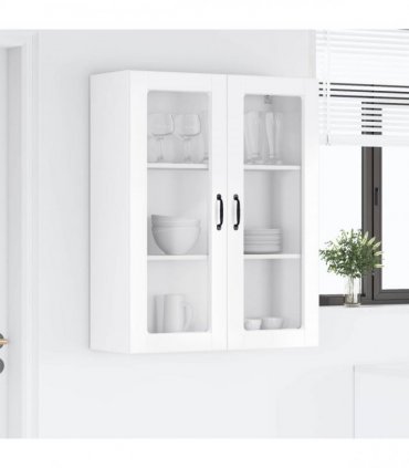 vidaXL Wall Glass Cabinet PORTO High Gloss White 80 x 31 x 100 cm — Model: 1x wall glass cabinet (2 doors)