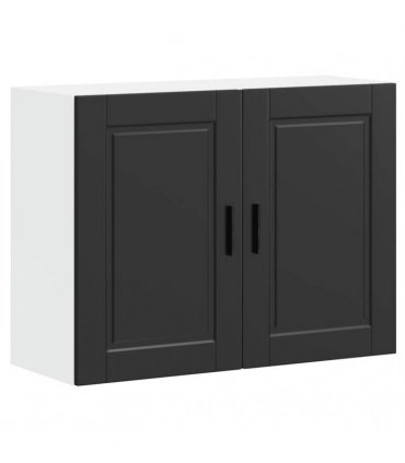 vidaXL Kitchen Wall Cabinet Porto Black Engineered Wood — Size: 80 x 31 x 60 cm, Model: 1x wall cabinet (2 doors)