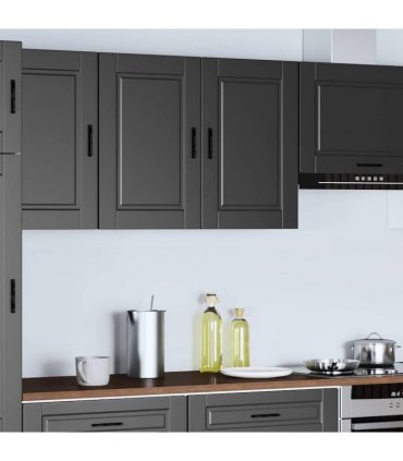 vidaXL Kitchen Wall Cabinet Porto Black Engineered Wood — Size: 80 x 31 x 60 cm, Model: 1x wall cabinet (2 doors)