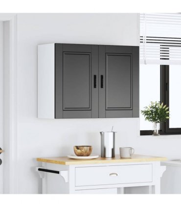 vidaXL Kitchen Wall Cabinet Porto Black Engineered Wood — Size: 80 x 31 x 60 cm, Model: 1x wall cabinet (2 doors)