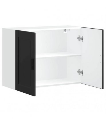 vidaXL Kitchen Wall Cabinet Porto Black Engineered Wood — Size: 80 x 31 x 60 cm, Model: 1x wall cabinet (2 doors)