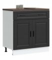 vidaXL Kitchen Base Cabinet Porto Black Engineered Wood — Size: 80 x 46 x 81.5 cm, Model: 1x bottom cabinet (2 doors 2 drawers)